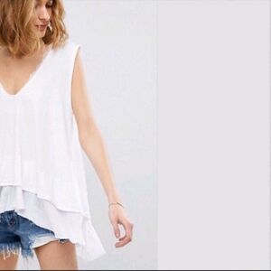 We The Free Peachy Tee Tank White Medium M